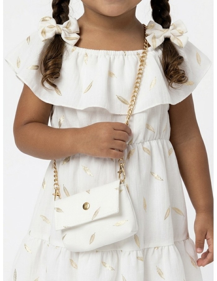 ROBE BOHÈME BLANCHE À PLUMES DORÉES - BÉBÉ