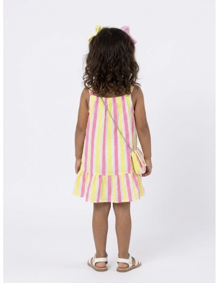 ROBE À RAYURES JAUNE ET ROSE - FILLE