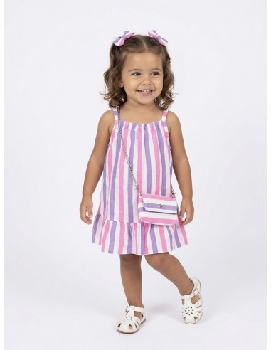ROBE À RAYURES VIOLET ET ROSE - BÉBÉ
