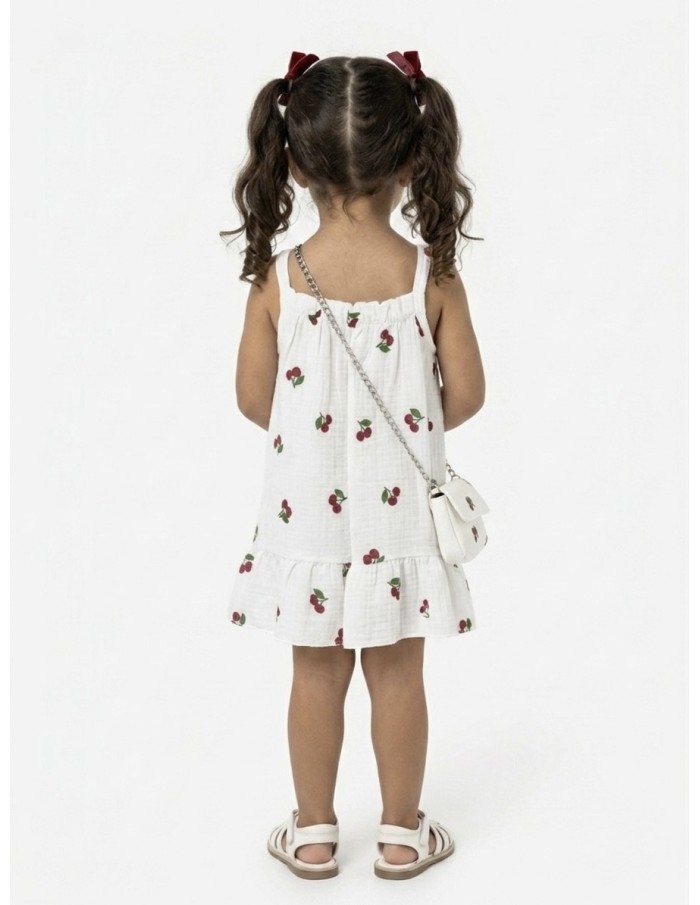 ROBE CERISE + SAC ASSORTI COTON - FILLE