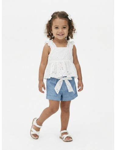 ENSEMBLE BRODÉ + SHORT BLEU CIEL– FILLE