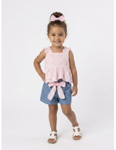 ENSEMBLE BRODÉ + SHORT BLEU...