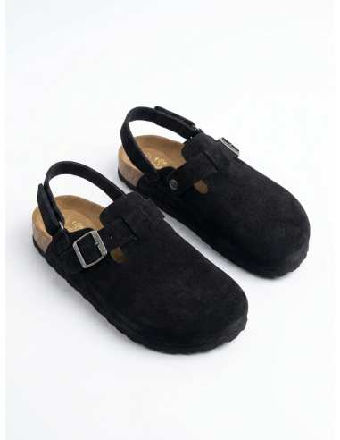 SABOTS STYLE MULES EN SUÉDINE NOIR -...