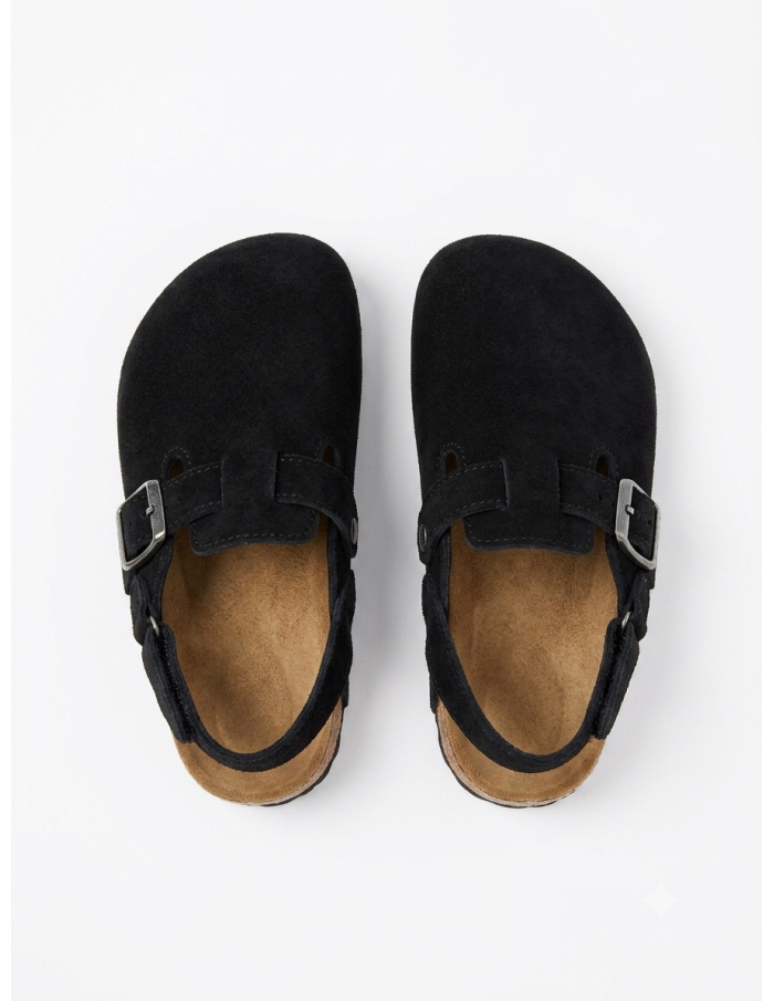 SABOTS STYLE MULES EN SUÉDINE NOIR - 25 au 36