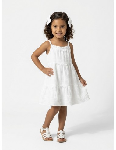ROBE À BRETELLES UNI BLANCHE - FILLE