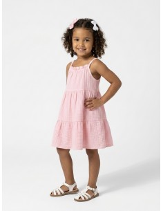 ROBE À BRETELLES UNI ROSE -...
