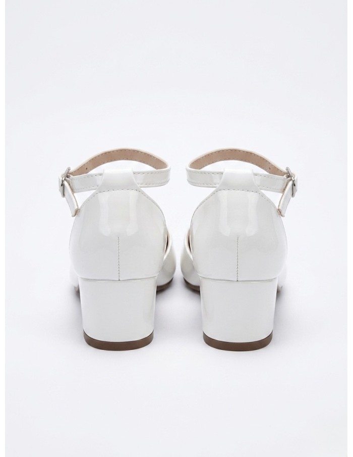 SANDALES BLANCHES À TALONS ET PERLES - FILLE 25 AU 36