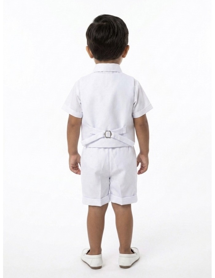 ENSEMBLE COSTUME SHORT 4 PIÈCES BLANC - GARÇON 1 à 8 ans