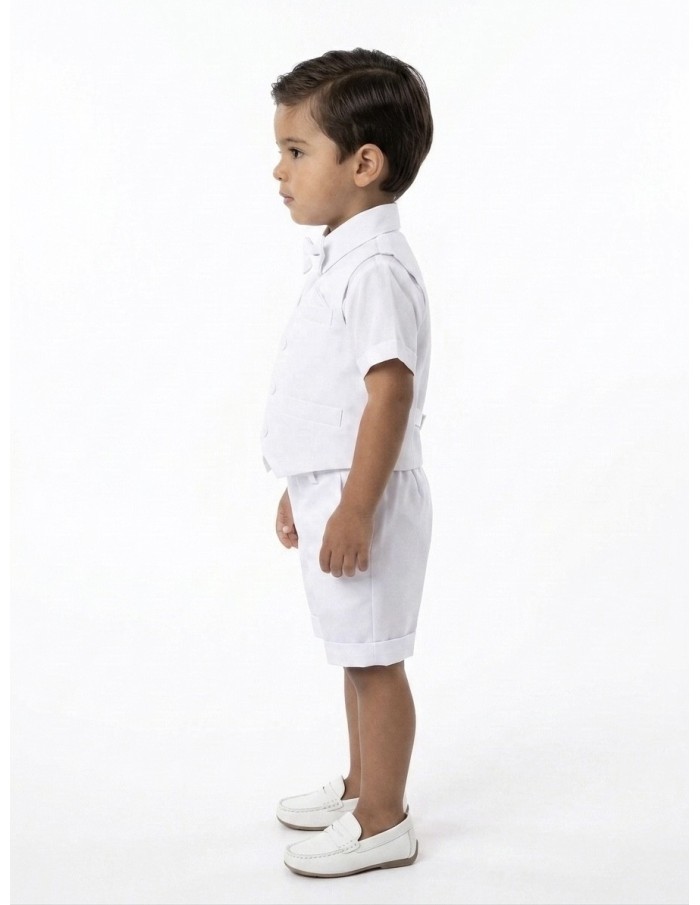 ENSEMBLE COSTUME SHORT 4 PIÈCES BLANC - GARÇON 1 à 8 ans