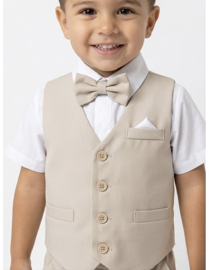 ENSEMBLE COSTUME SHORT 4 PIÈCES BEIGE - GARÇON 1 à 8 ans