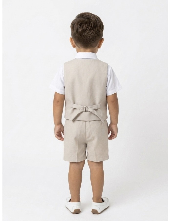 ENSEMBLE COSTUME SHORT 4 PIÈCES BEIGE - GARÇON 1 à 8 ans