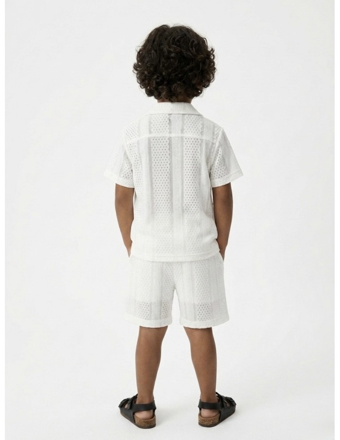 ENSEMBLE CHEMISE + SHORT TEXTURÉ BLANC - GARÇON