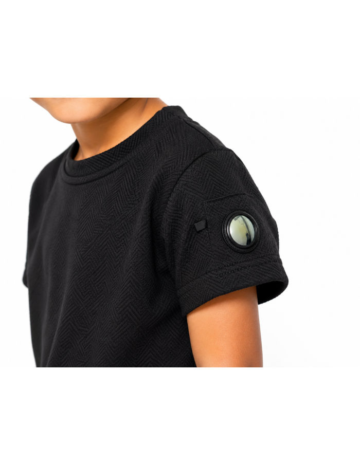 ENSEMBLE TEXTURÉ NOIR T-SHIRT + SHORT CARGO- GARÇON