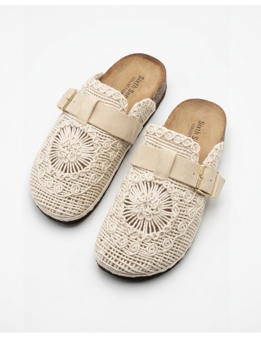MULES EN CROCHET ÉCRU STYLE BOHÈME - FEMME