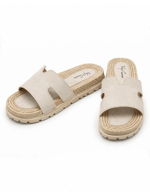 SANDALES ASPECT SUÉDINE BEIGE - FEMME