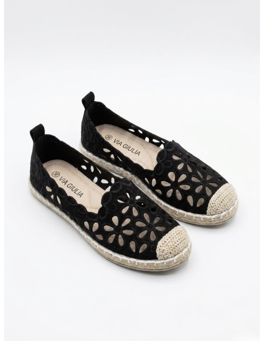 ESPADRILLES À MOTIFS FLORALES NOIR - FEMME