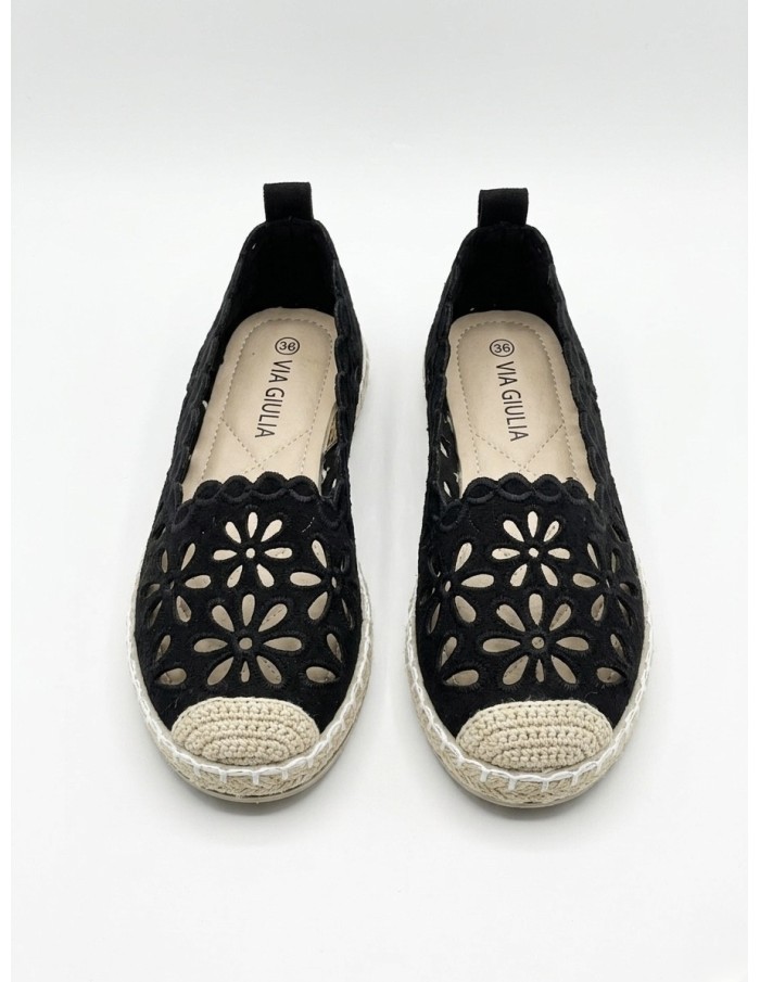 ESPADRILLES À MOTIFS FLORALES NOIR - FEMME