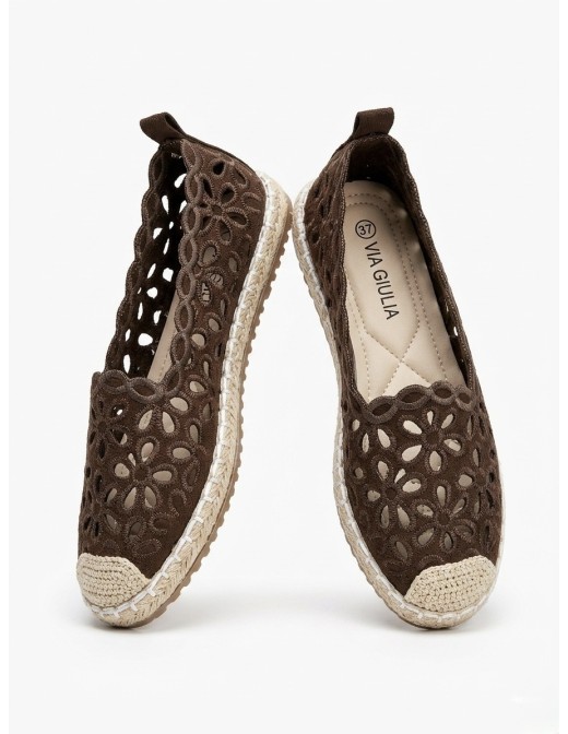 ESPADRILLES À MOTIFS FLORALES MARRON - FEMME