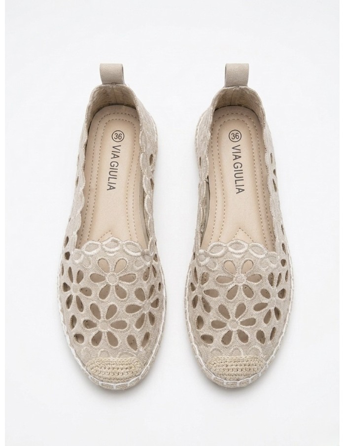 ESPADRILLES À MOTIFS FLORALES BEIGE - FEMME