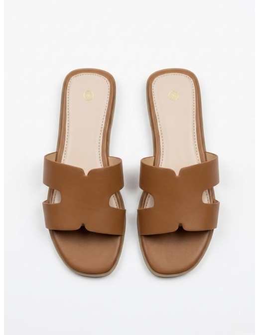 SANDALES MULES CAMEL - FEMME