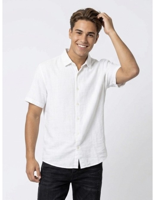 CHEMISE EN LIN UNIE BLANCHE – HOMME