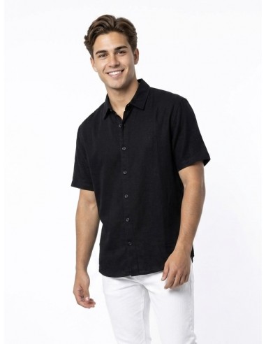 CHEMISE EN LIN UNIE NOIRE – HOMME