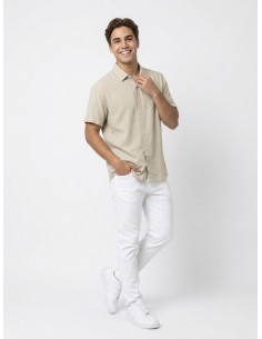 CHEMISE EN LIN UNIE BEIGE –... 2