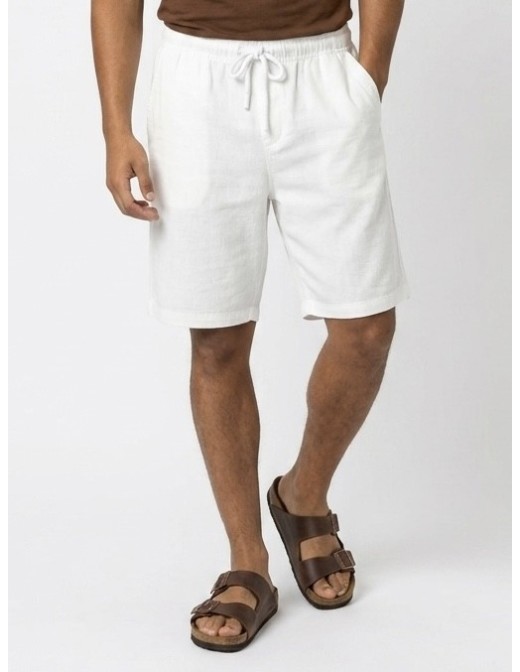 SHORT EN LIN UNI BLANC - HOMME