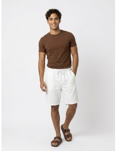 SHORT EN LIN UNI BLANC - HOMME 2