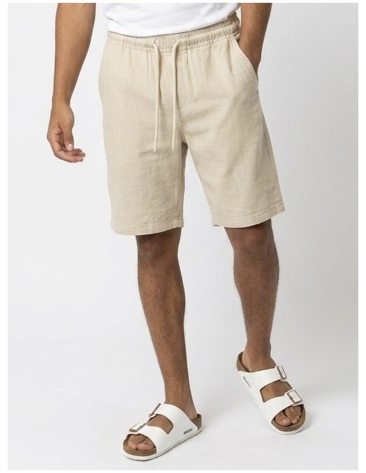 SHORT EN LIN UNI BEIGE - HOMME
