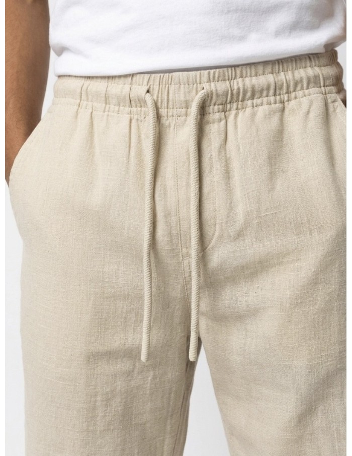 SHORT EN LIN UNI BEIGE - HOMME