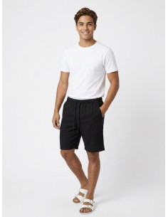 SHORT EN LIN UNI NOIR - HOMME 2
