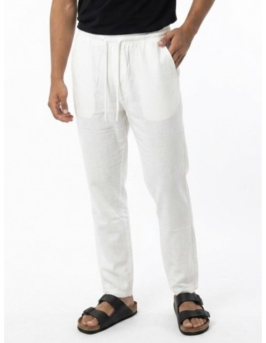 PANTALON EN LIN UNI BLANC - HOMME