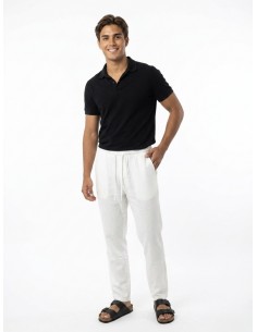 PANTALON EN LIN UNI BLANC -... 2