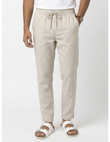 PANTALON EN LIN UNI BEIGE - HOMME
