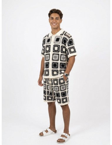 ENSEMBLE CROCHET TEXTURÉ ÉCRU  - HOMME