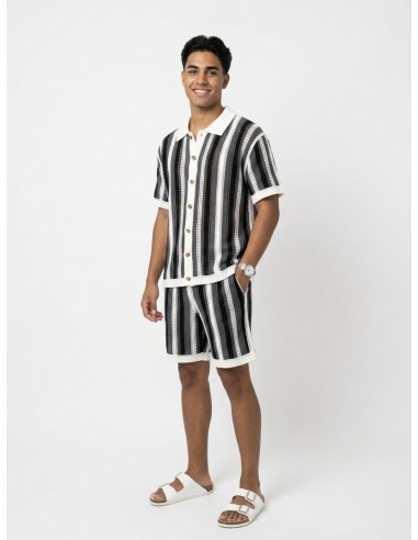 ENSEMBLE CROCHET TEXTURÉ NOIR  - HOMME