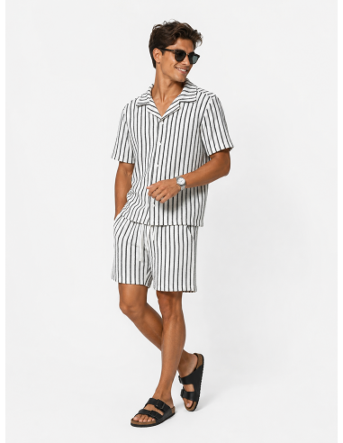 ENSEMBLE CHEMISE + SHORT RAYÉ - HOMME