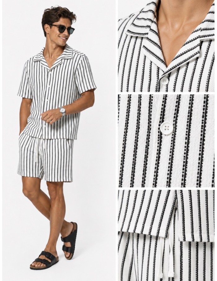 ENSEMBLE CHEMISE + SHORT RAYÉ - HOMME