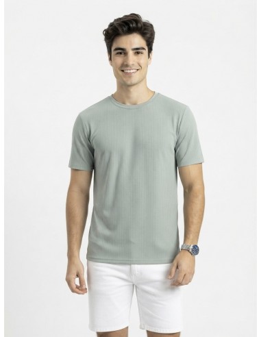 T-SHIRT COTELÉ COL ROND VERT SAUGE –...