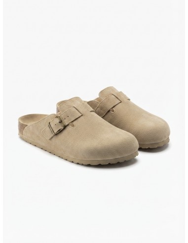 SABOTS MULES BEIGE SUÉDINÉ À BOUCLE -...