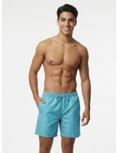 SHORT DE BAIN LONG BLEU TURQUOISE- HOMME