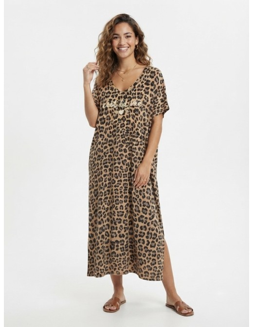 ROBE LONGUE IMPRIMÉ LÉOPARD "C'EST LA VIE" - FEMME
