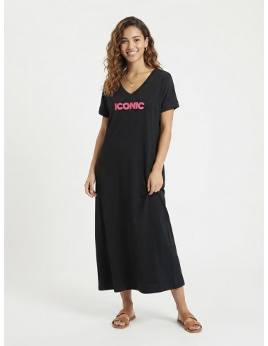 ROBE T-SHIRT LONGUE ICONIC NOIR - FEMME