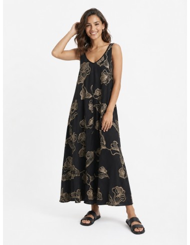 ROBE LONGUE NOIR & MOTIFS FLORAUX...