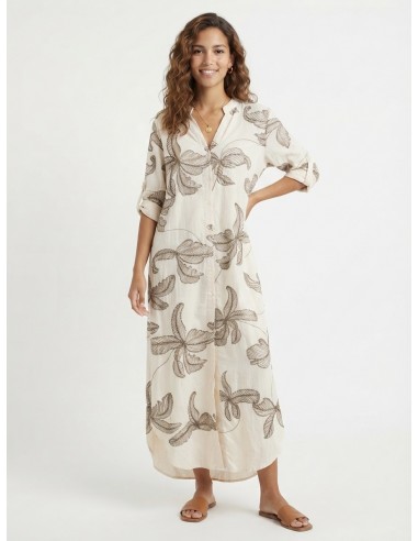 ROBE CHEMISIER LONGUE ÉCRU À...