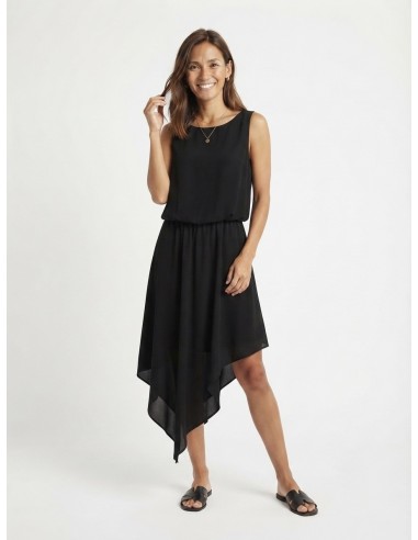 ROBE ASYMÉTRIQUE NOIR ET NŒUD DOS -...