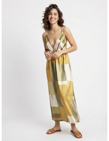 ROBE LONGUE GÉOMÉTRIQUE SATINÉE ET...
