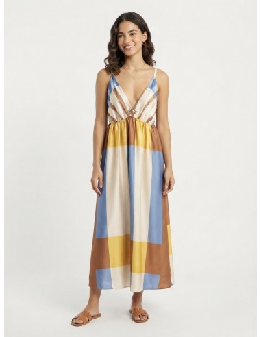ROBE LONGUE GÉOMÉTRIQUE SATINÉE ET...