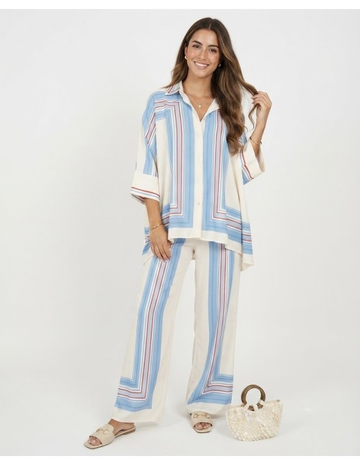 ENSEMBLE CHEMISE + PANTALON RAYURES GRAPHIQUES - FEMME